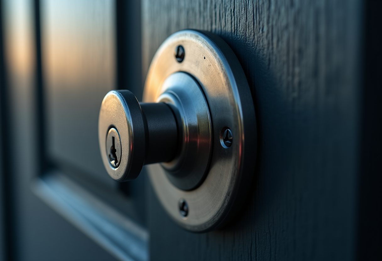 High-security steel deadbolt close-up — Riverview